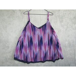 Torrid Plus Size 2 Abstract Print V Neck Cami Tank Top Purple Pink Blue Lined
